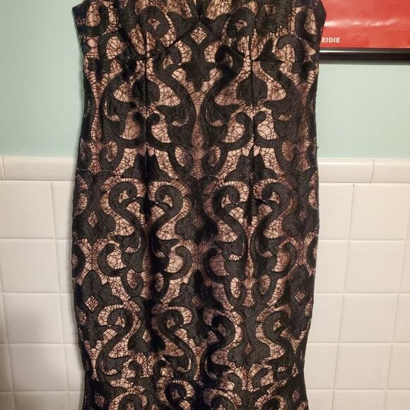 ADRIANNA PAPELL BLACK NUDE SLEVELESS GUIPURE MERMAID GOWN SIZE US 8 - Picture 11 of 14